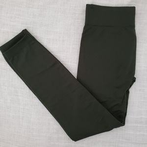 Green fleece-lined leggings